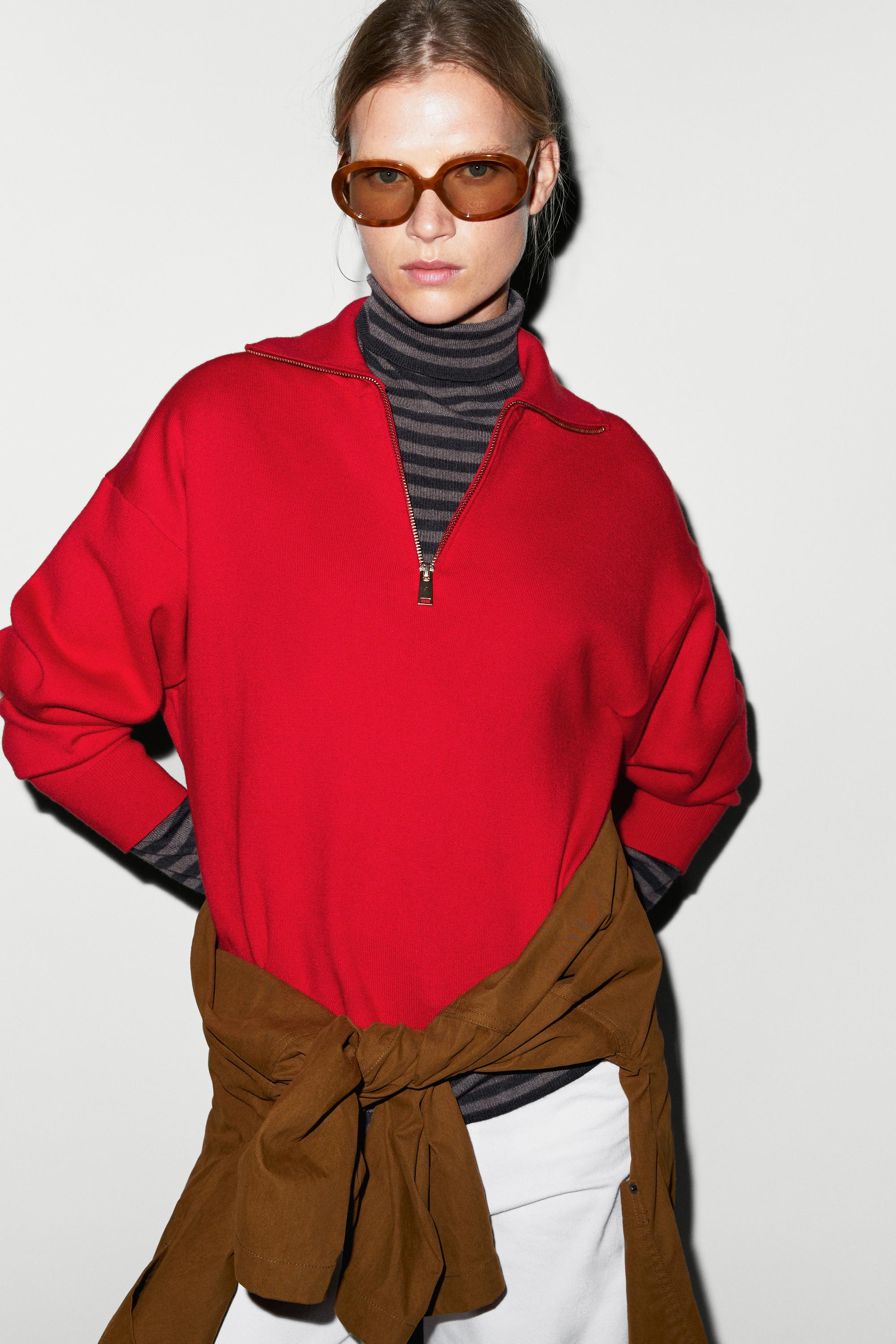 Pull polo en maille zippé coton